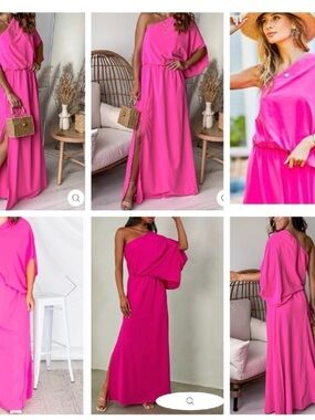 Main Strip Hot Pink One-Shoulder Maxi Dress